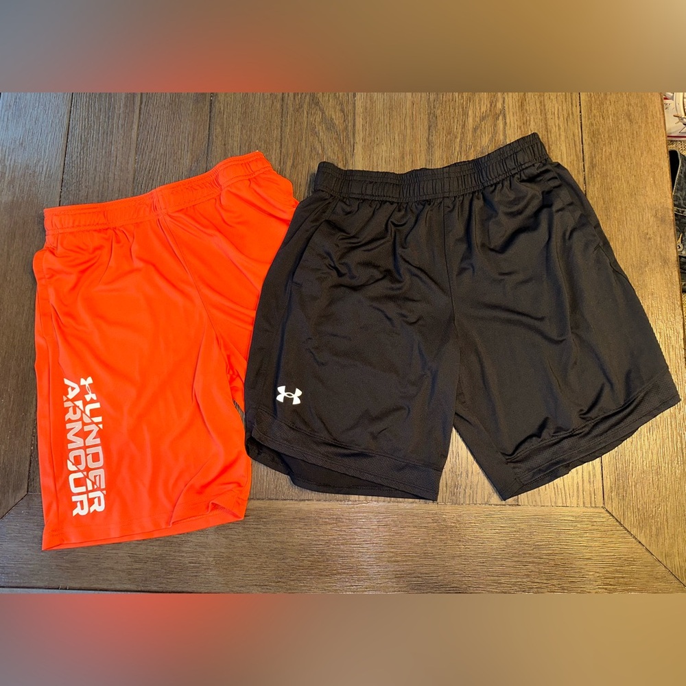 EUC Under Armour Shorts x 2 Size Youth XL Orange and Black